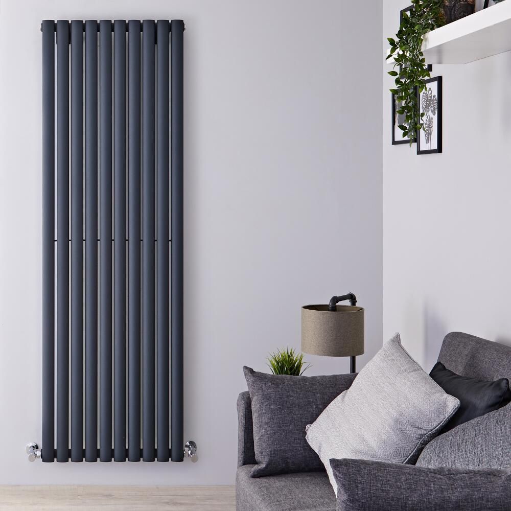 Hudson Reed Revive – Aluminium Design Heizkörper Vertikal (Doppellagig) | 1800mm x 230mm - Anthrazit
