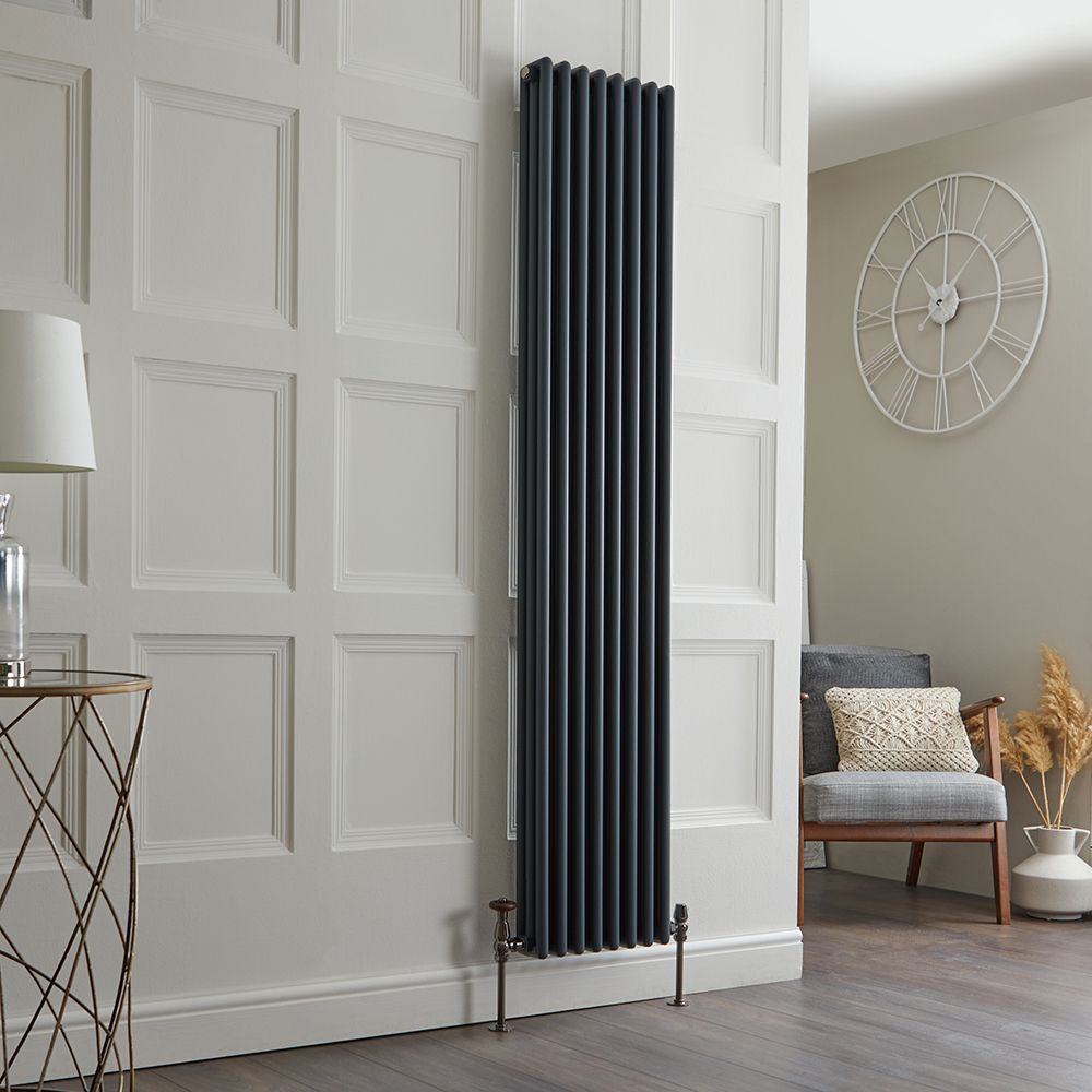 Gliederheizkörper (2-säulig) Aluminium, Vertikal – 1800mm x 360mm – Anthrazit - 1689 W – Esme