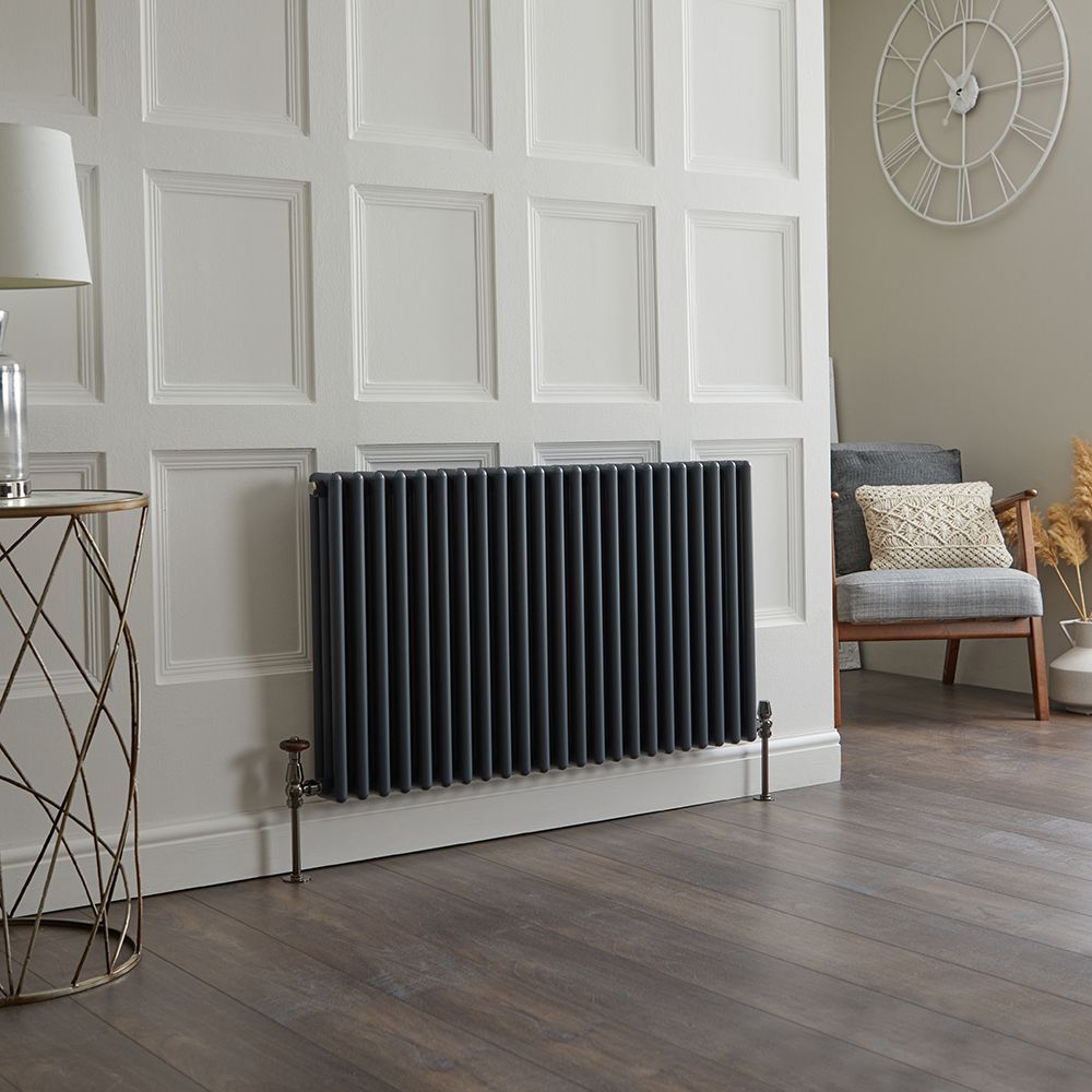 Gliederheizkörper (2-säulig) Aluminium, Horizontal – 600mm x 1035mm – Anthrazit - 1876 W – Esme