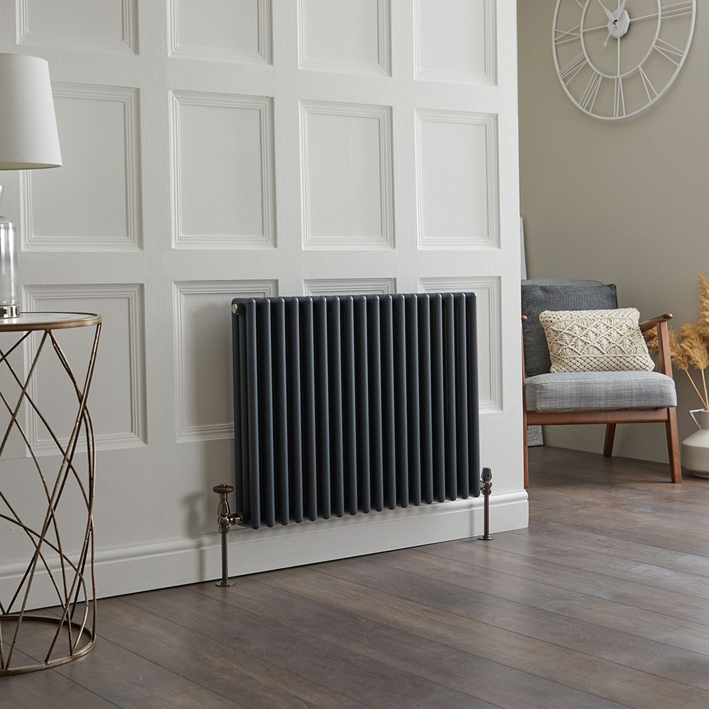 Gliederheizkörper (2-säulig) Aluminium, Horizontal – 600mm x 810mm – Anthrazit - 1469 W – Esme
