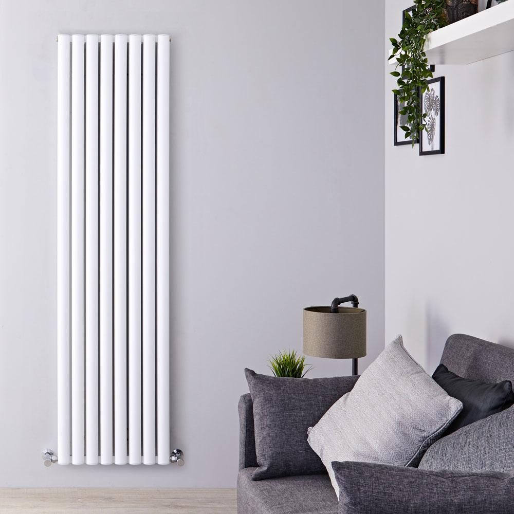 Hudson Reed Revive – Aluminium Design Heizkörper Vertikal (Doppellagig) | 1800mm x 470mm - Weiß