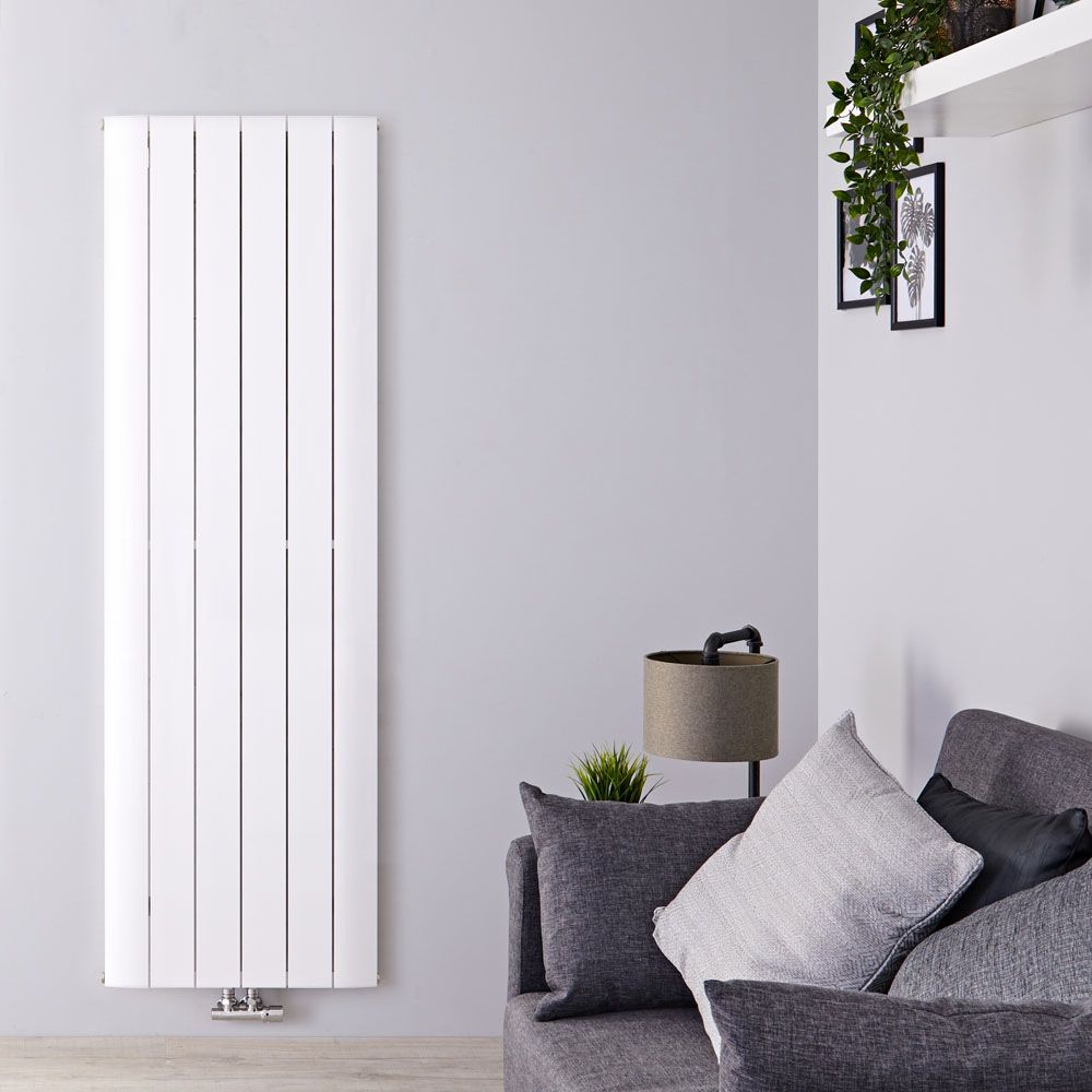 Design Heizkörper Vertikal Einlagig Mittelanschluss - Aluminium Matt-Weiß 1600mm x 565mm 1473W - Aurora