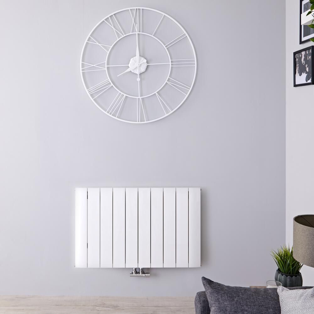 Design Heizkörper Horizontal Einlagig Mittelanschluss - Aluminium Matt-Weiß 600mm x 945mm 1153W - Aurora