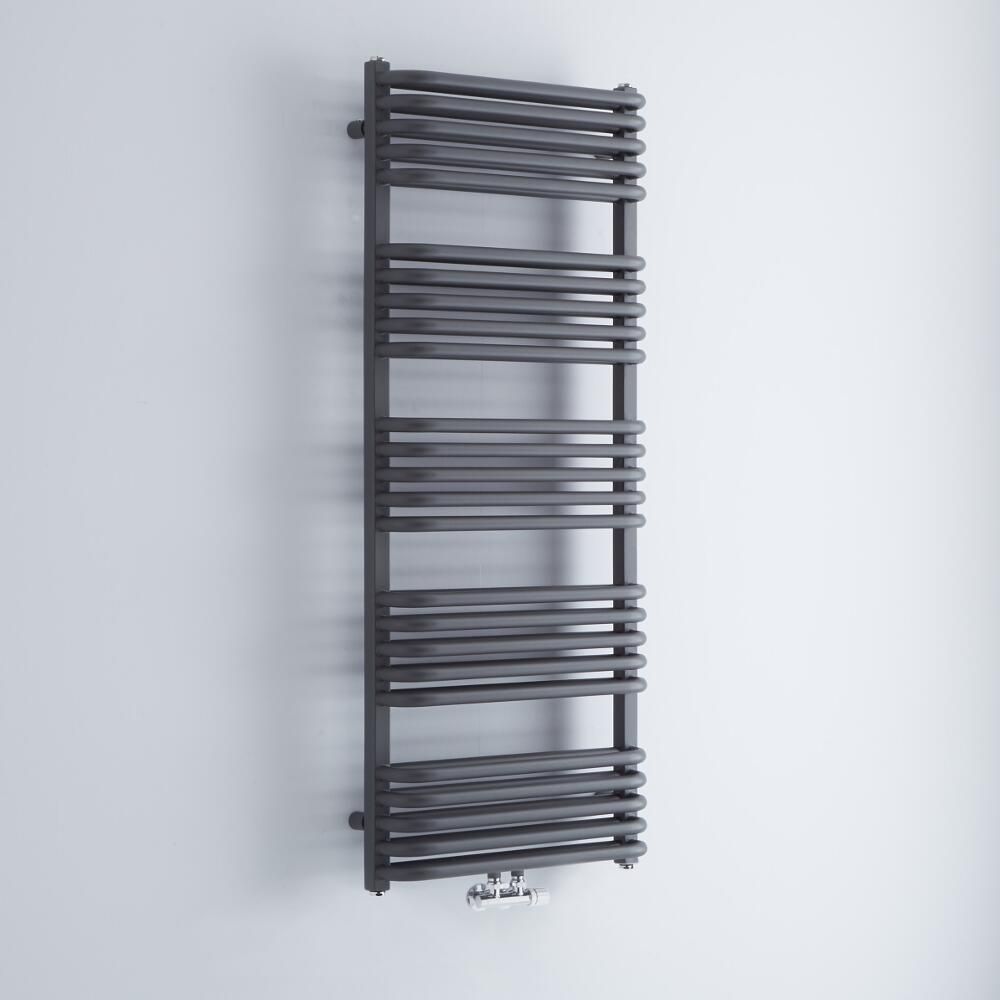 Design Badheizkörper mit Mittelanschluss, Anthrazit 1269mm x 500mm 1191W – Arch
