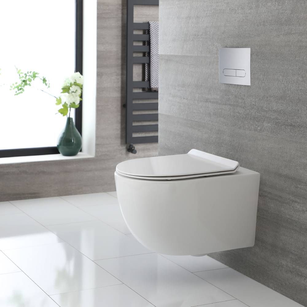 Randlose Hängetoilette mit Sitz, weiß - Otterton
