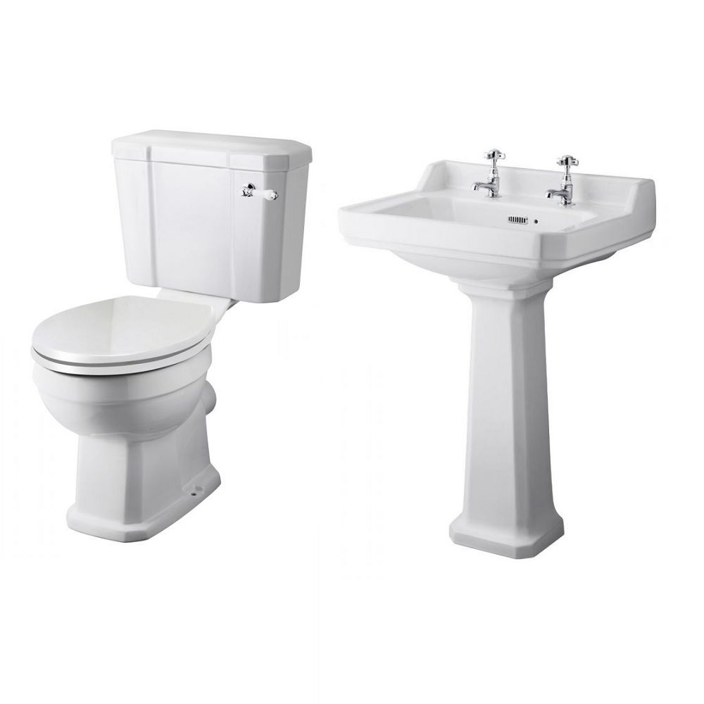 Badausstattung Retro aus Keramik - Waschtisch und WC - Lewiston