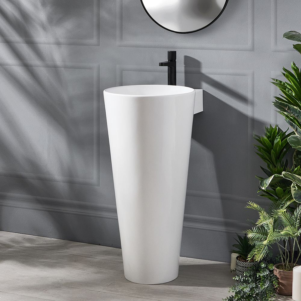 Standwaschbecken, rund - 398mm x 498mm, mit 1 Hahnloch – Covelly