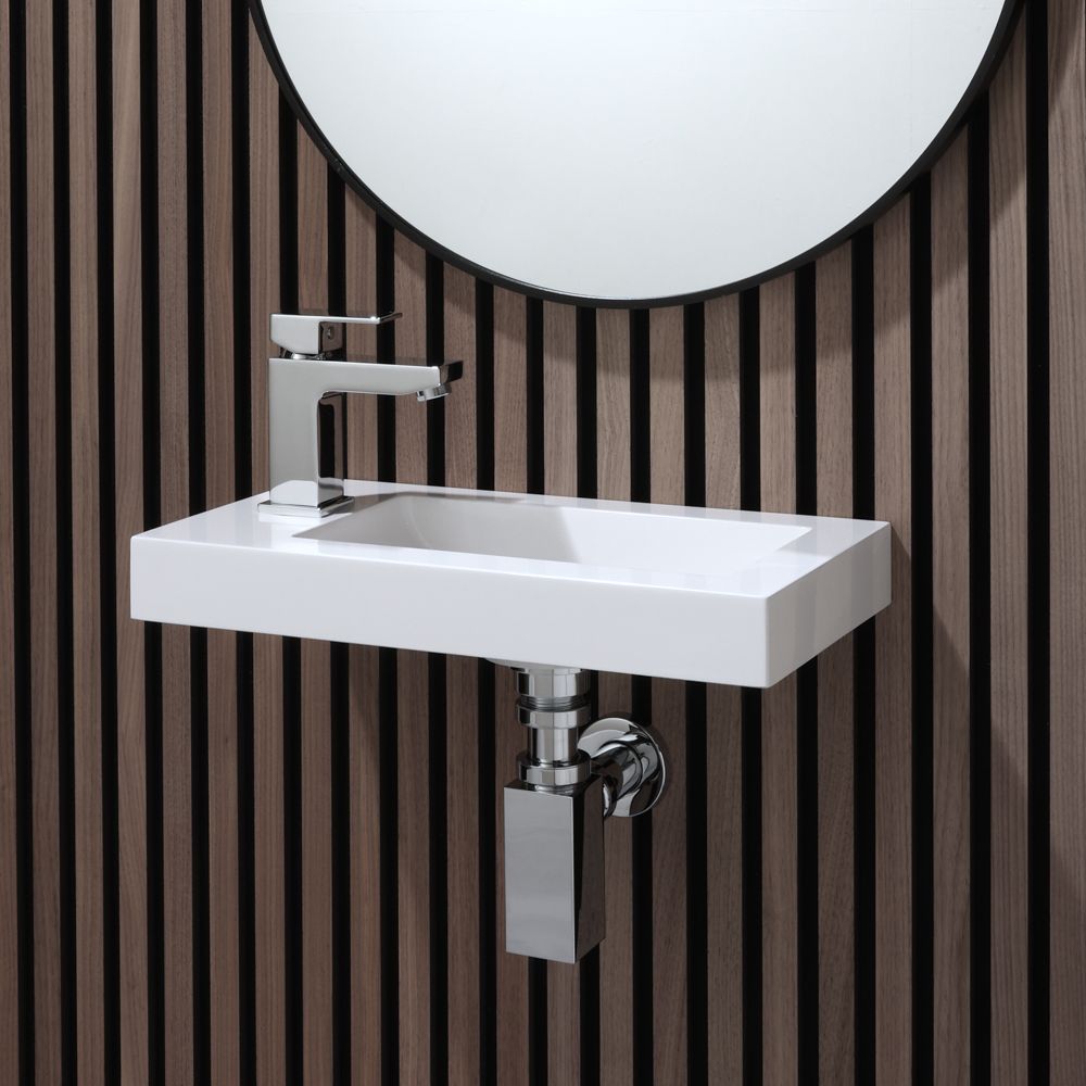 Rechteckiges Hängewaschbecken 440mm x 235mm (1 Hahnloch) | Auswahl an Armatur, Siphon & Ablauf - Sandford