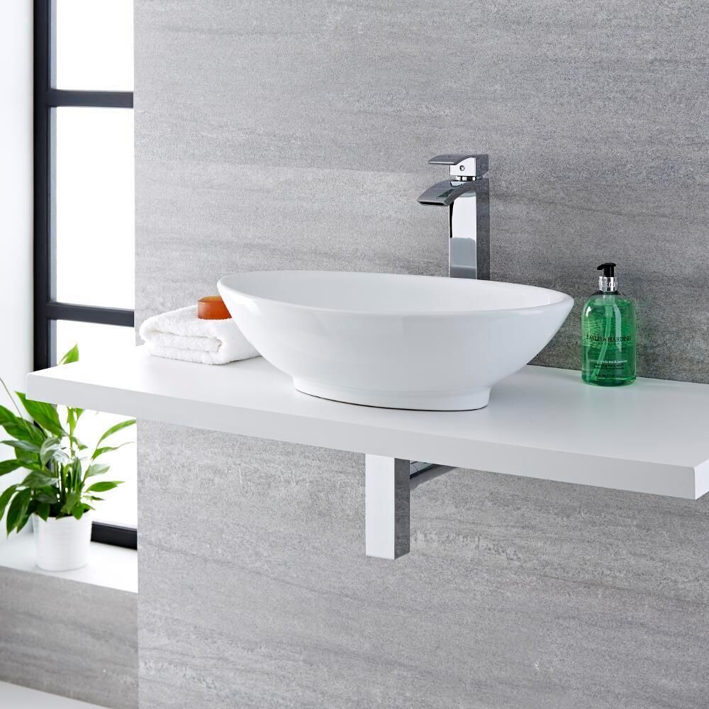 Aufsatzwaschbecken, oval – 520mm x 320mm, ohne Hahnloch - Kenton