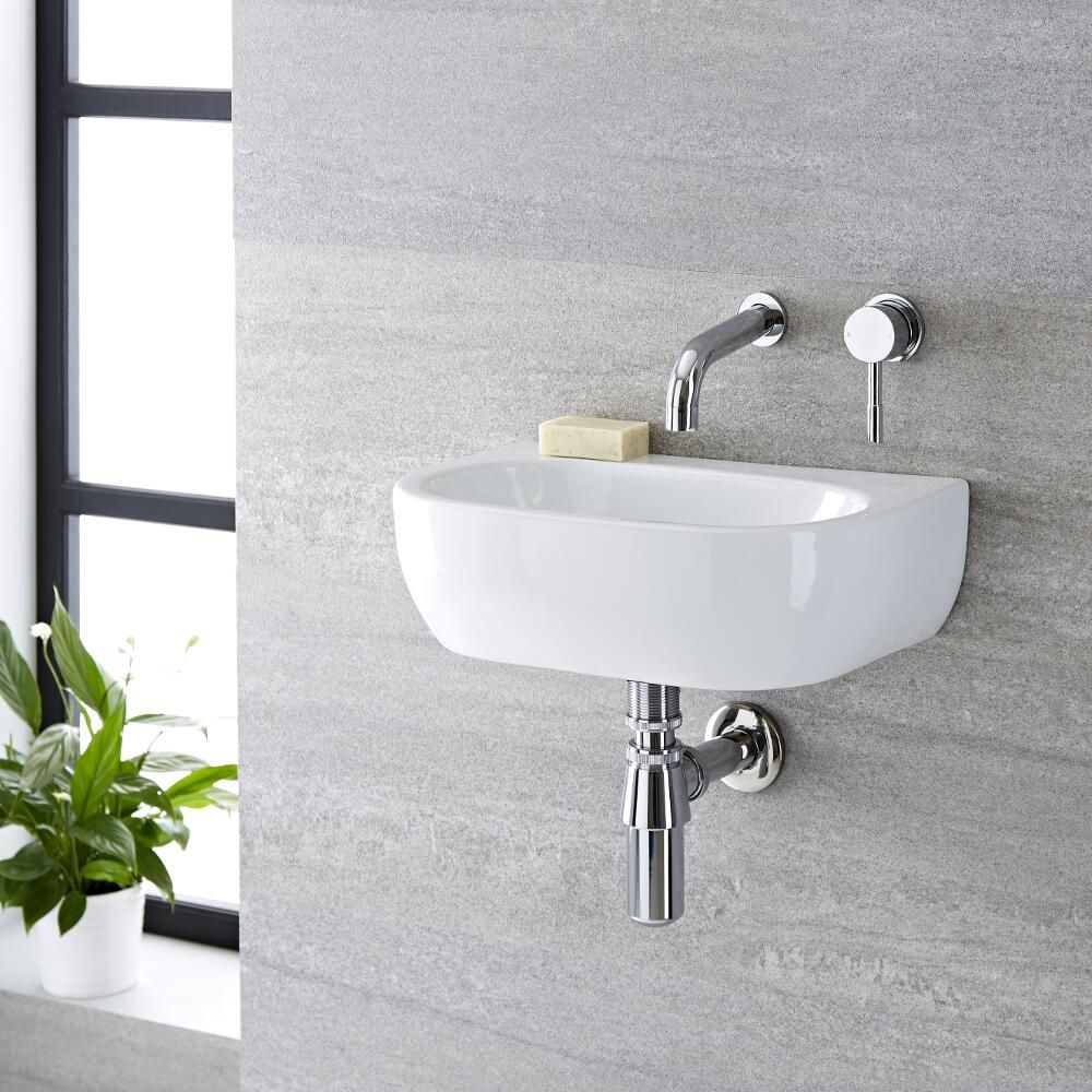Hängewaschbecken, oval – 420mm x 290mm, ohne Hahnloch - Langtree