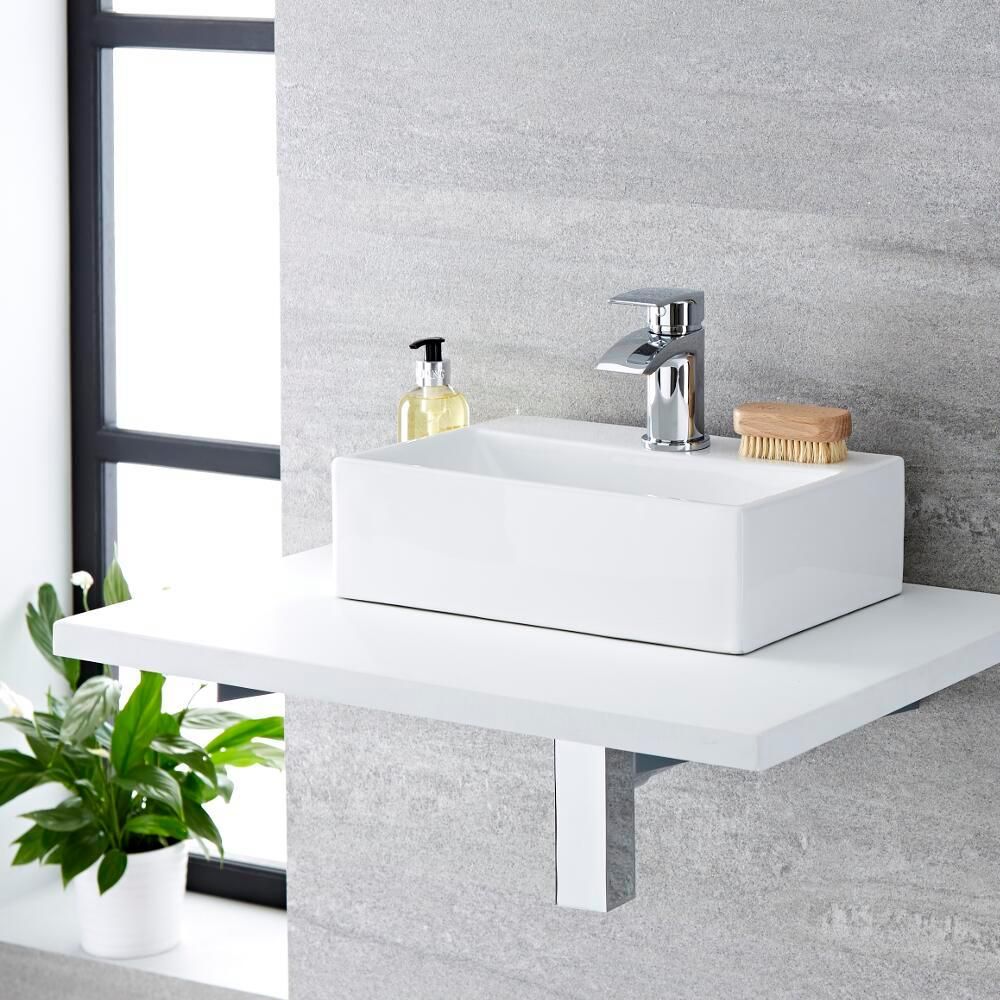 Aufsatzwaschbecken, rechteckig – 360mm x 250mm, mit 1 Hahnloch – Sandford