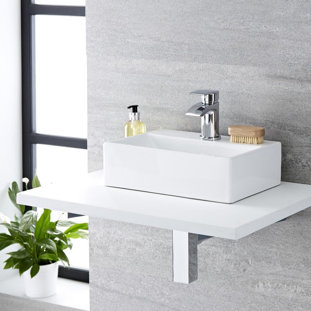 Aufsatzwaschbecken, rechteckig – 360mm x 250mm, mit 1 Hahnloch – Sandford