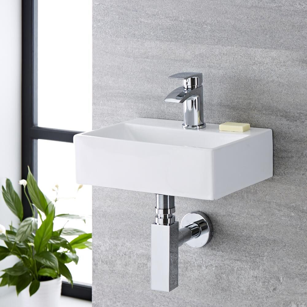 Hängewaschbecken, rechteckig – 360mm x 250mm, mit 1 Hahnloch – Sandford