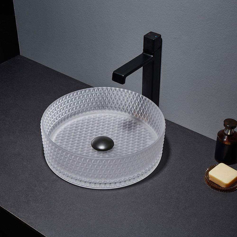 Rundes Aufsatzwaschbecken aus Kristallglas 360mm (ohne Hahnloch) – Farbe wählbar – Covelly