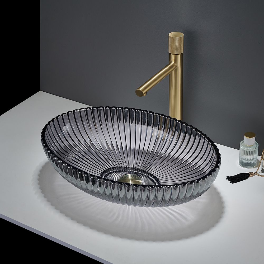 Ovales Aufsatzwaschbecken aus Kristallglas 510mm x 350mm (ohne Hahnloch) – Farbe wählbar – Covelly