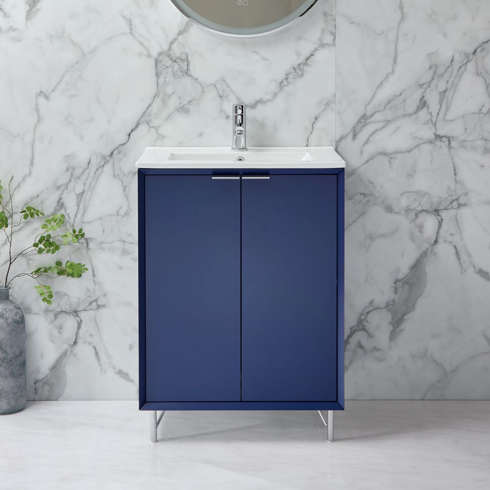 Waschtischunterschrank mit Waschbecken 610mm - Farbe und Griffe wählbar – Edge