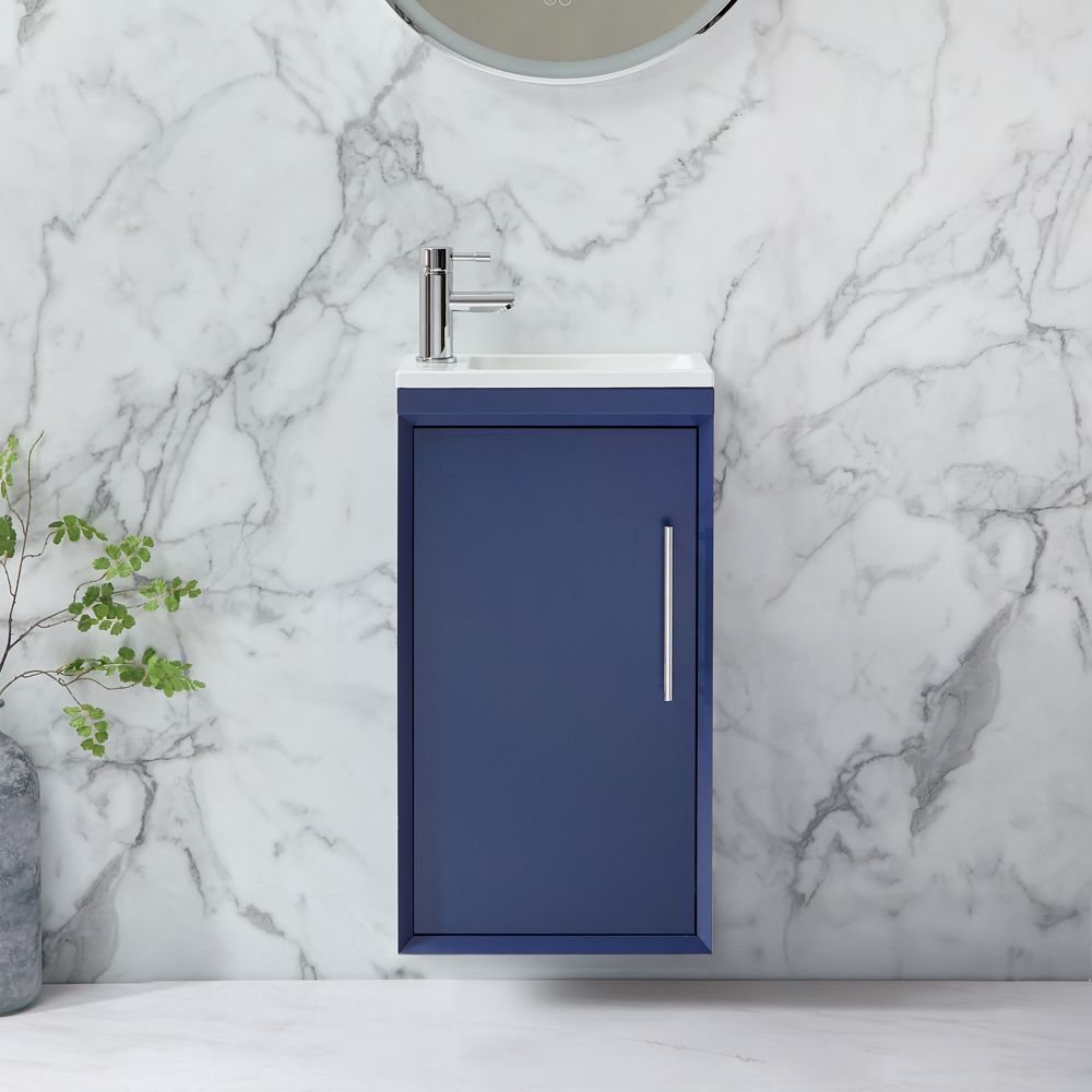 Hängender Waschtischunterschrank mit Waschbecken 400mm - Farbe und Griffe wählbar – Edge