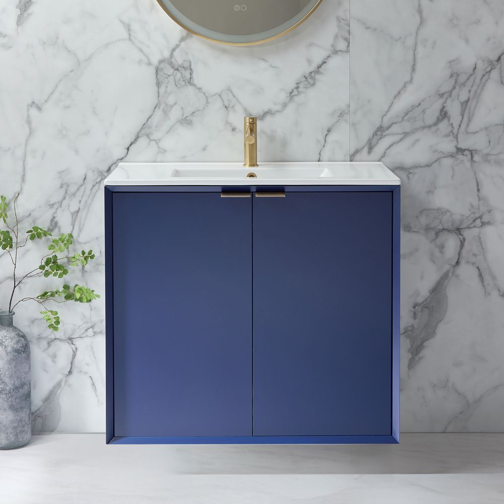 Hängender Waschtischunterschrank mit Waschbecken 810mm - Farbe und Griffe wählbar – Edge