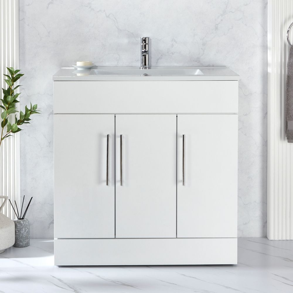 Waschtischunterschrank mit Waschbecken 810mm (Farbe wählbare) - Farbe und Design der Griffe wählbar – Cluo