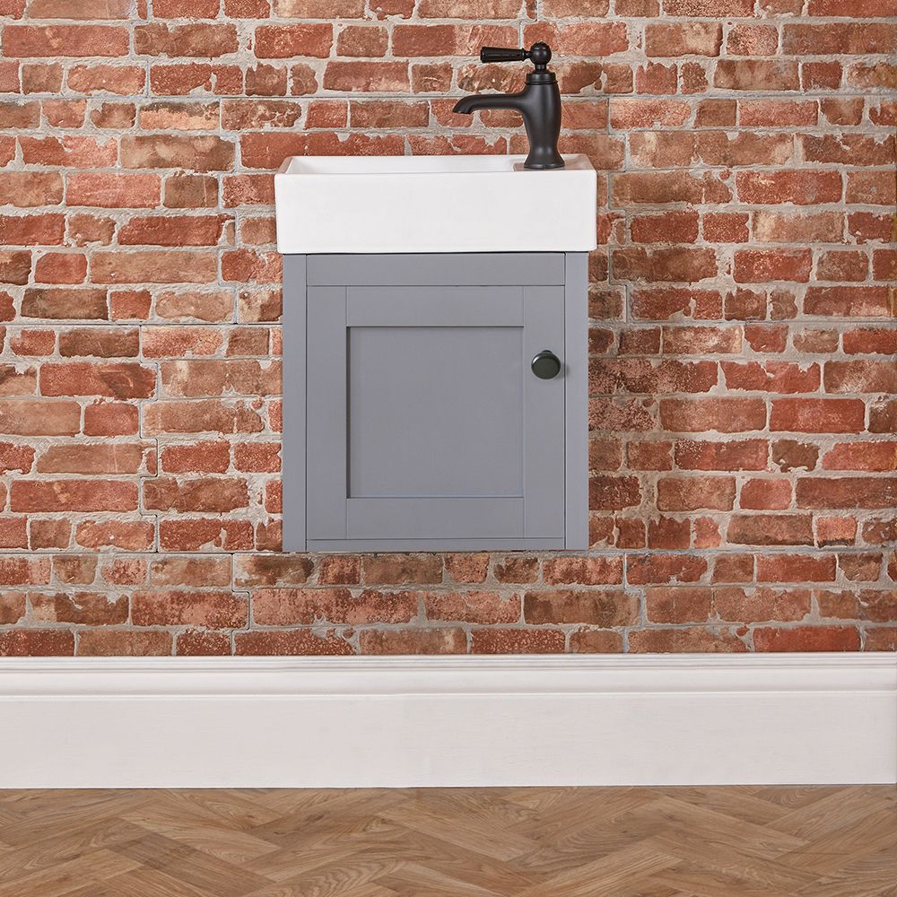 Traditioneller Waschtischunterschrank (hängend) mit Waschbecken 400mm (Farbe wählbar) | Farbe & Design des Griffes wählbar - Thornton