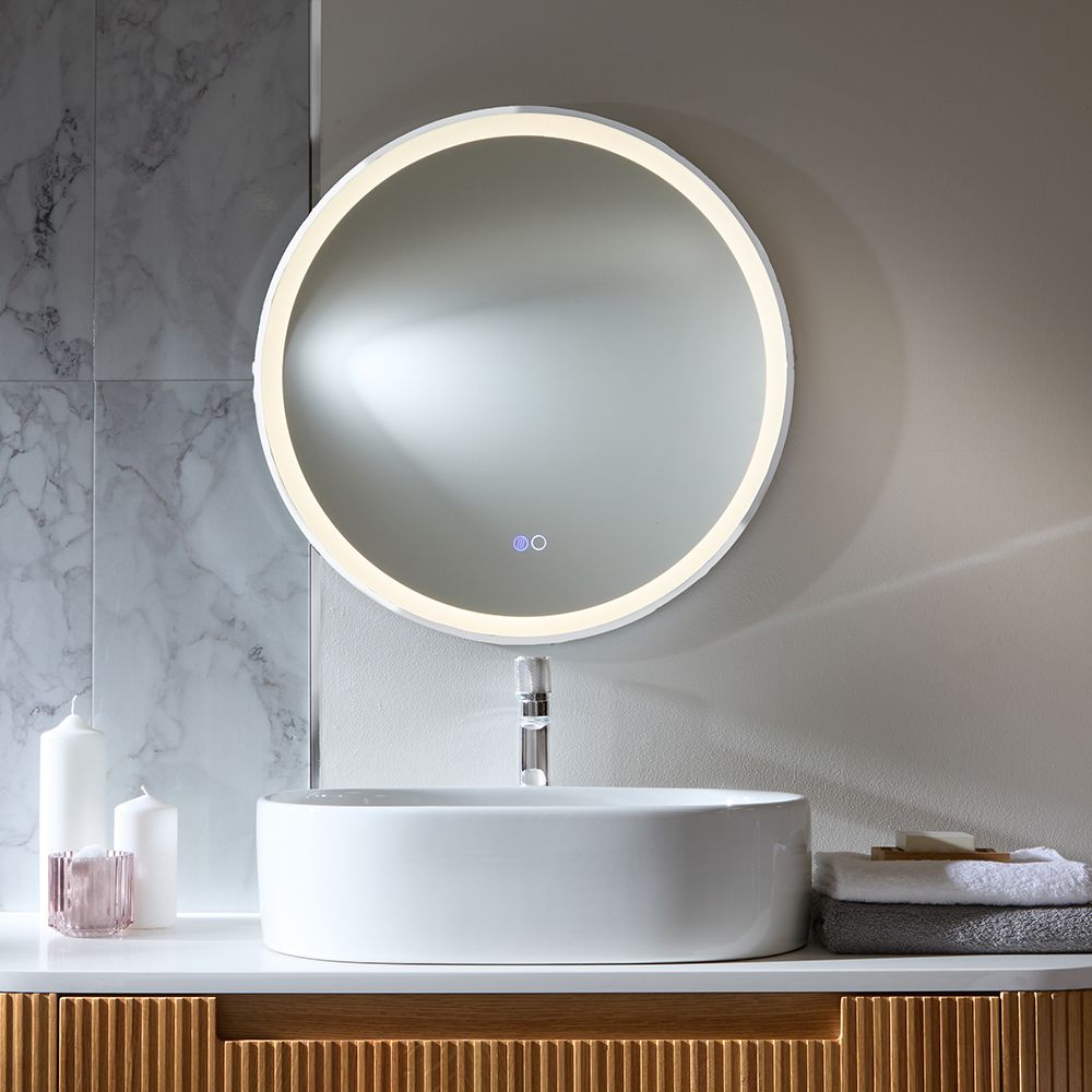 Runder Wandspiegel mit LED- Beleuchtung 600mm | Chrom - Camila