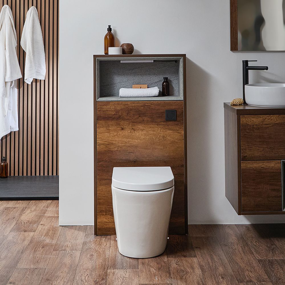 Hoxton - 600mm WC-Einheit mit Stand-Toilette - Dunkle Eiche