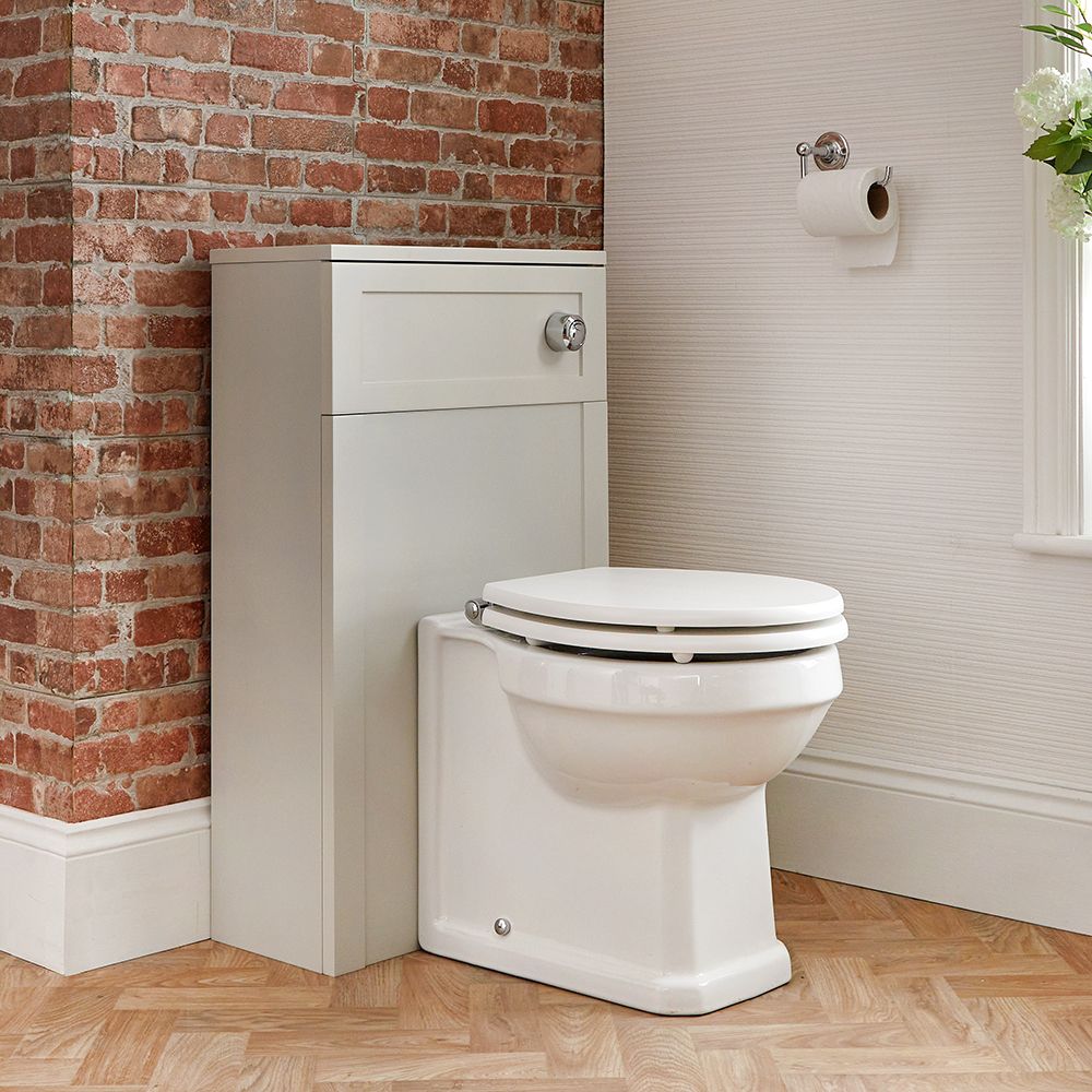 Nostalgie Stand WC mit 500mm Spülkastenverkleidung Rauchgrau, inkl. Spülkasten und Sitz - Thronton