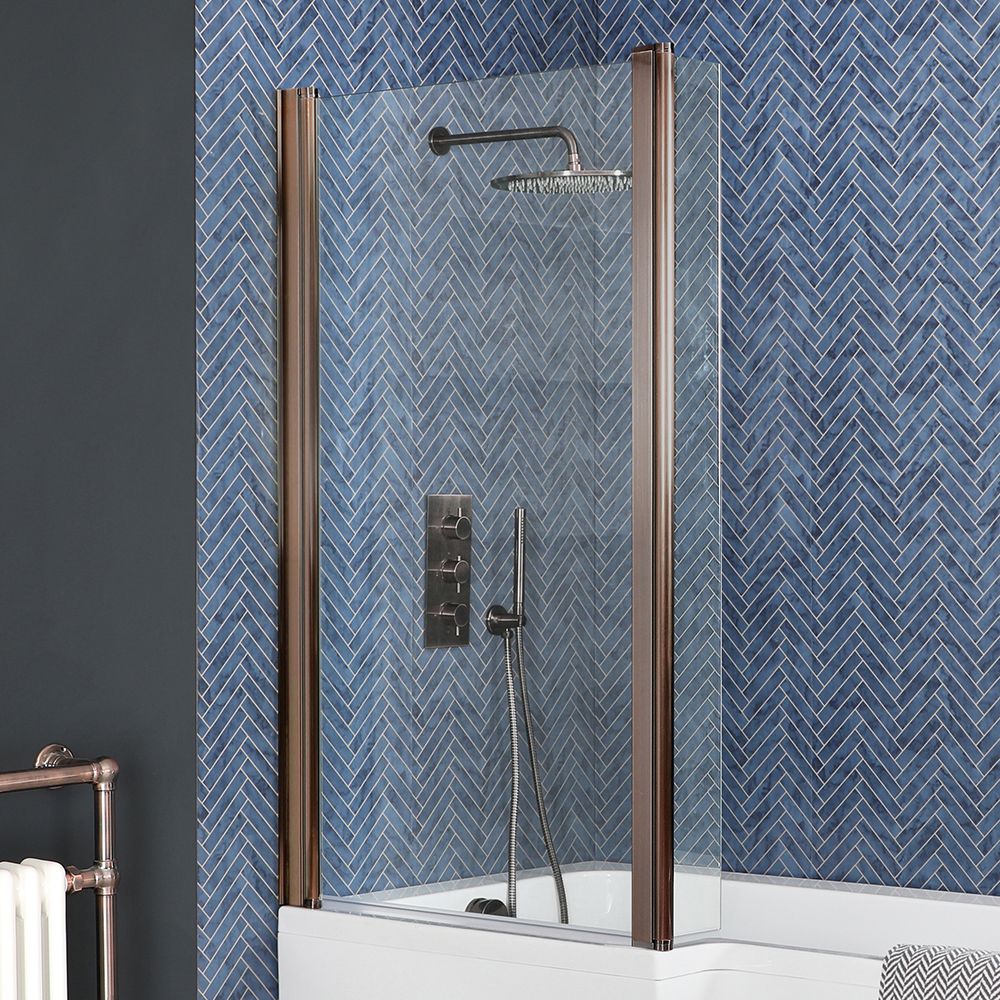 Badewannenaufsatz, L-förmig, 800mm x 1400mm – Kupfer – Eris