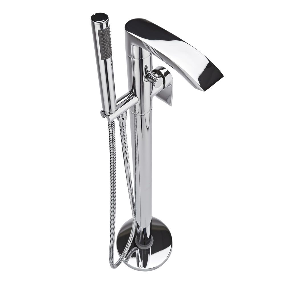 Shower Set Gebürstetes Gold Freistehende Armatur Badewanne Doppelgriff