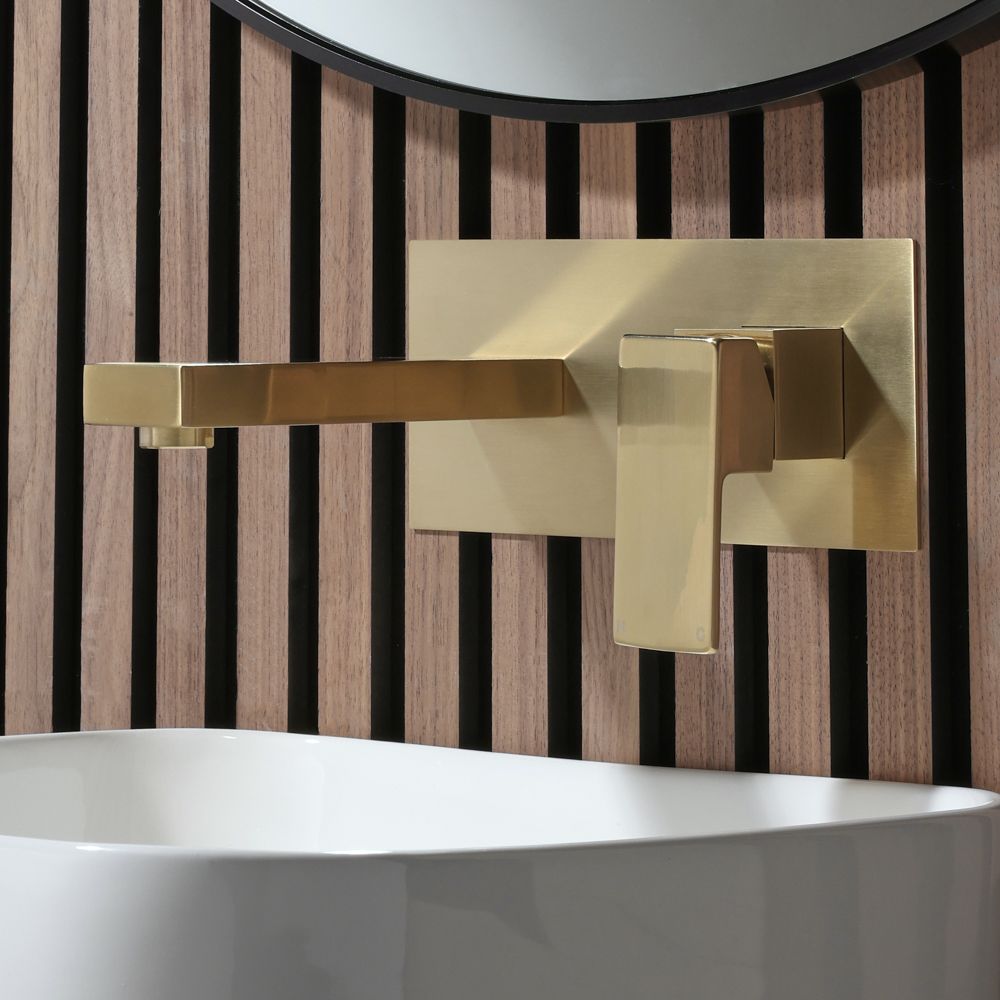 Wandarmatur mit Einhebelmischer | satiniertes Gold – Lyra