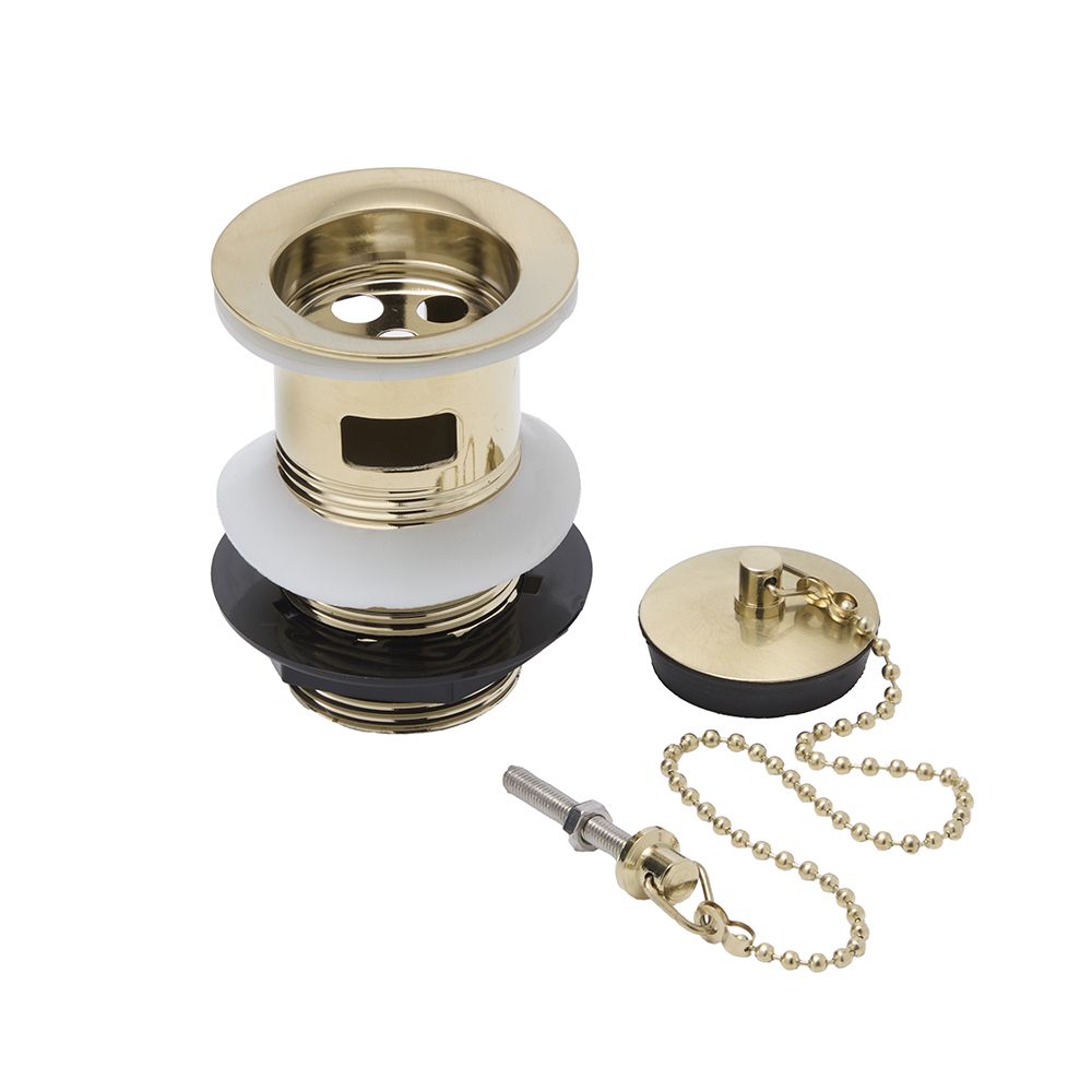 Traditioneller Ablauf mit Stöpsel und Kette – satiniertes Gold