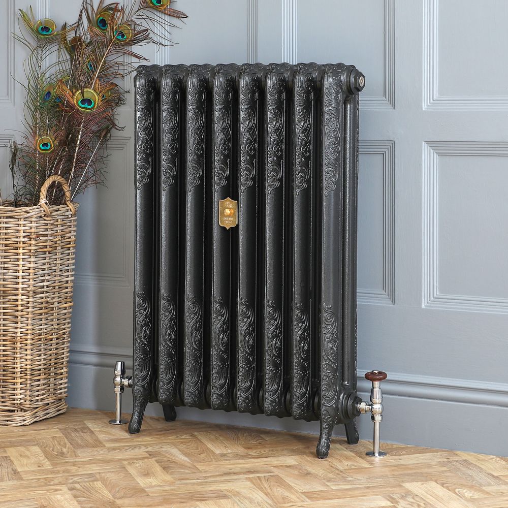Gusseisen-Heizkörper – Höhe 510mm, Breite auswählbar – antike Graphit-Optik – Charlotte
