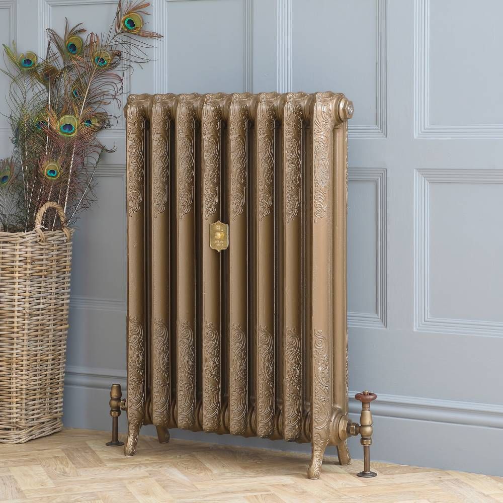 Gusseisen-Heizkörper – Höhe 950mm, Breite auswählbar – Vintage Gold-Optik – Charlotte