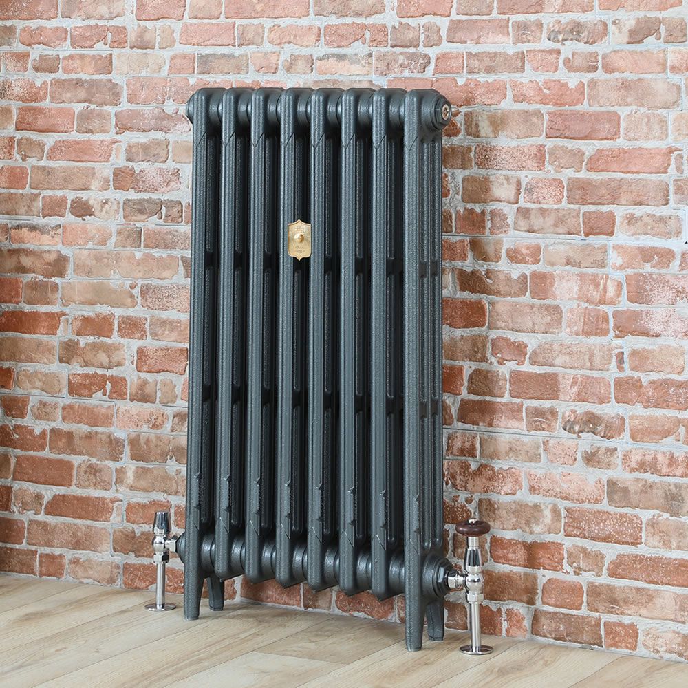 Gusseisen-Heizkörper – Höhe 660mm, Breite auswählbar – antike Silber-Optik – Mercury