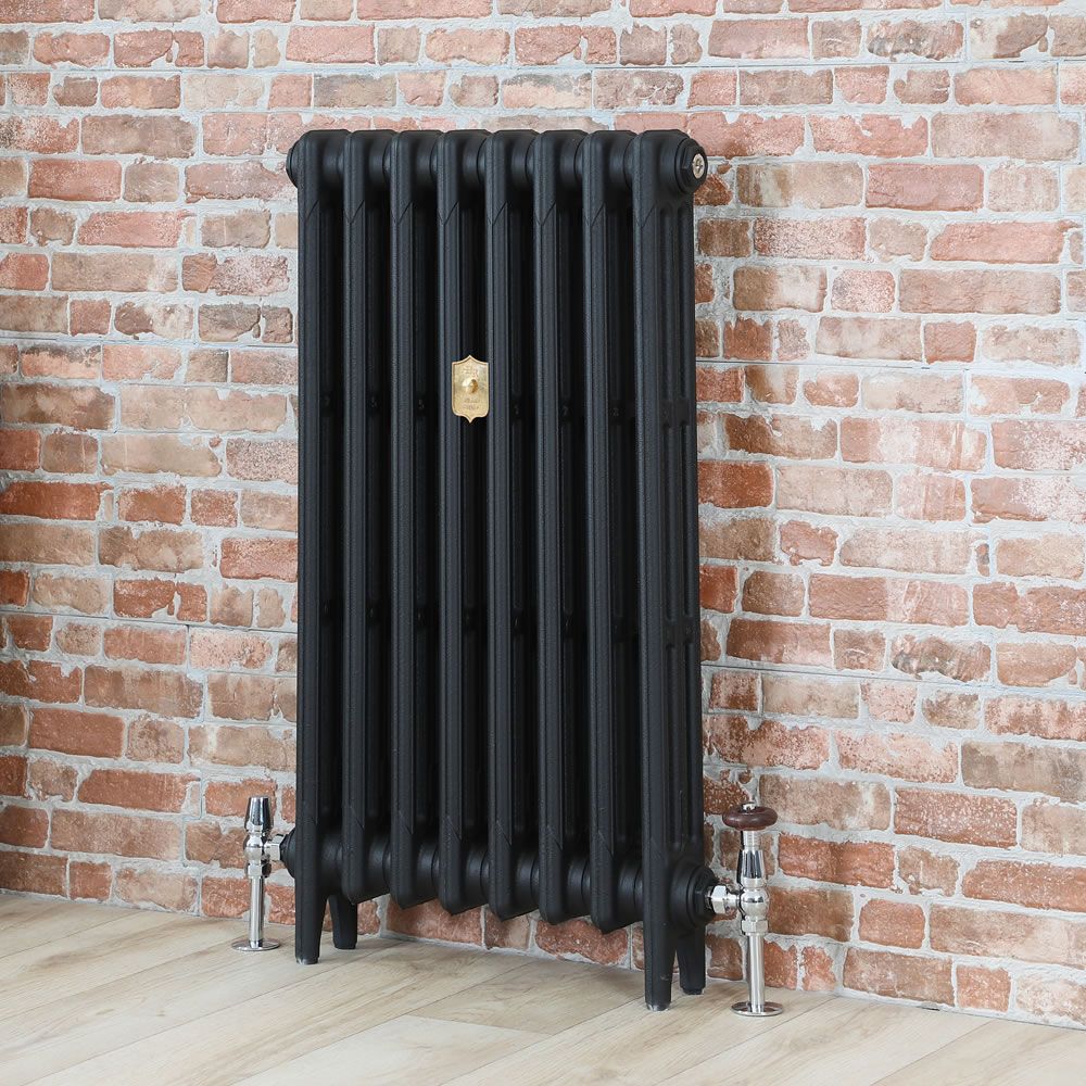 Gusseisen-Heizkörper – Höhe 660mm, Breite auswählbar – schwarze Schiefer-Optik – Mercury