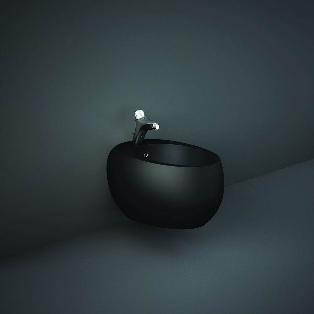 Modernes Hänge-Bidet, oval – Matt Schwarz – RAK Cloud x Hudson Reed
