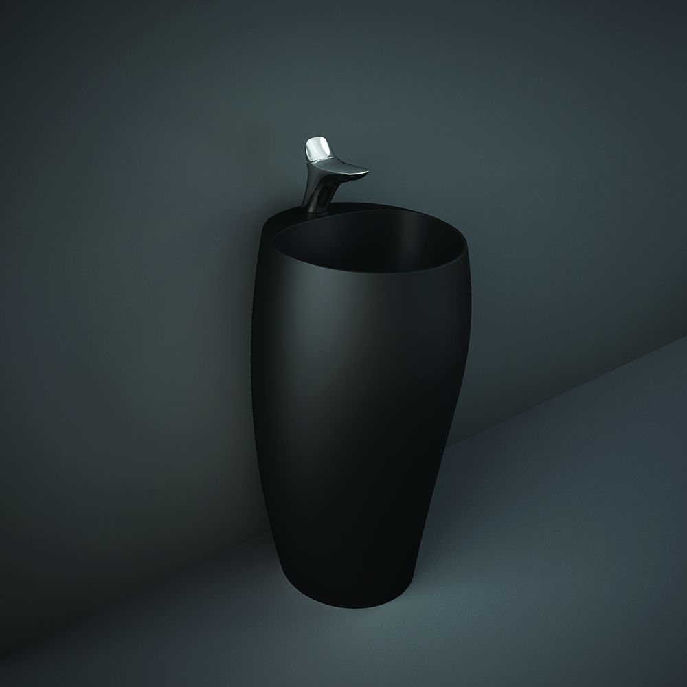 Standwaschbecken, oval, 490mm x 470mm, 1 Hahnloch – Matt-Schwarz – RAK Cloud x Hudson Reed