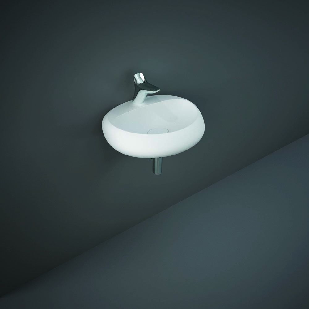 Hängewaschbecken, oval, 550mm x 425mm, 1 Hahnloch – Matt-Weiß – RAK Cloud x Hudson Reed