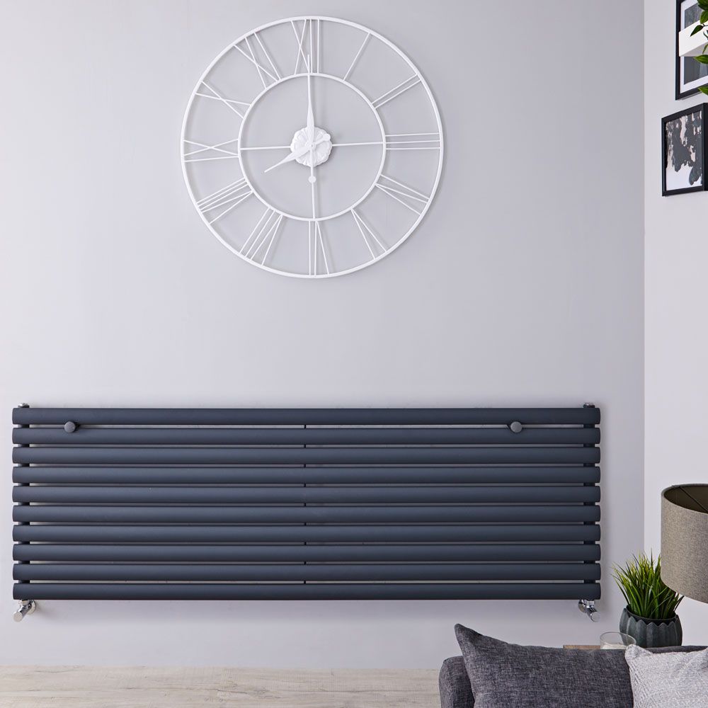 Design Heizkörper Horizontal Anthrazit 590mm x 1600mm 1298W (einlagig) - Revive
