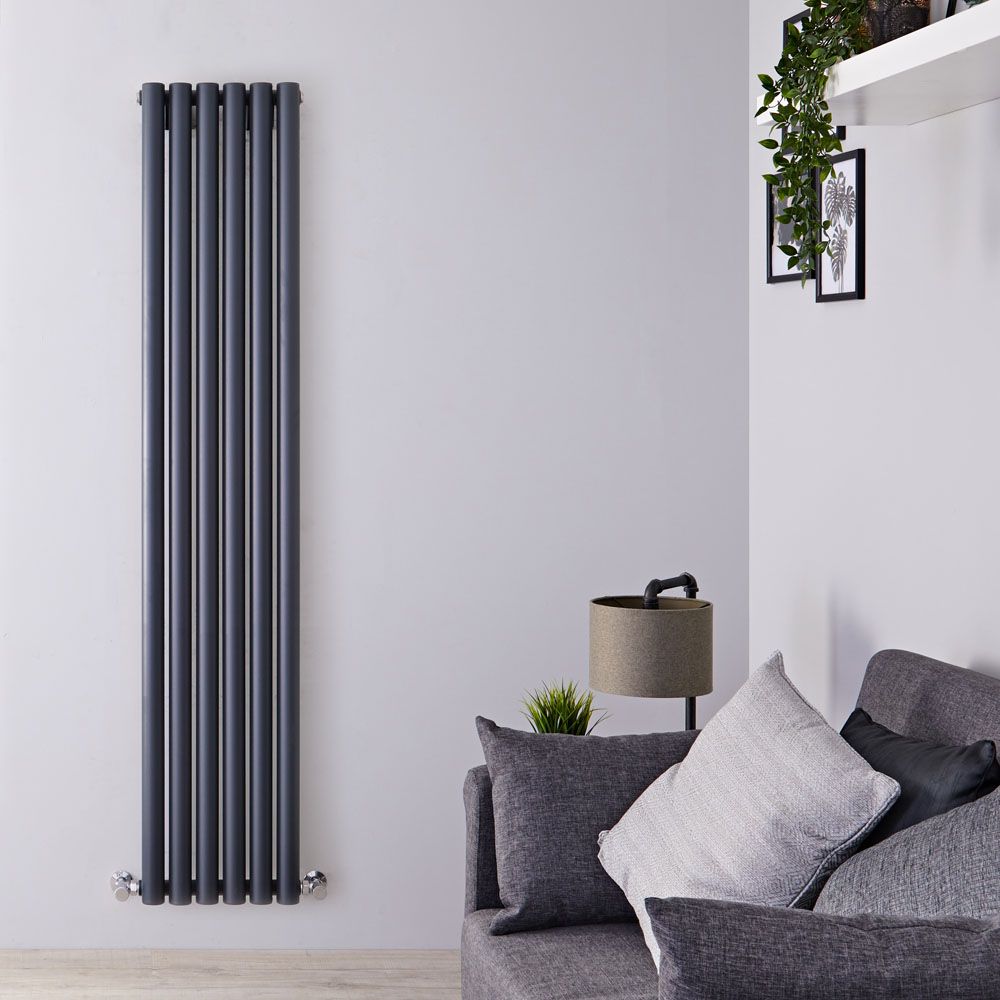 Design Heizkörper Vertikal Anthrazit 1600mm x 354mm 958W (einlagig) - Savy