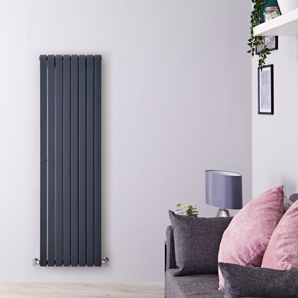 Design Heizkörper Vertikal Anthrazit 1600mm x 472mm 1590W (doppellagig) - Sloane