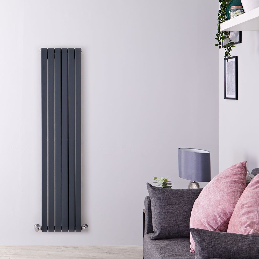 Design Heizkörper Vertikal Anthrazit 1600mm x 354mm 1193W (doppellagig) - Sloane