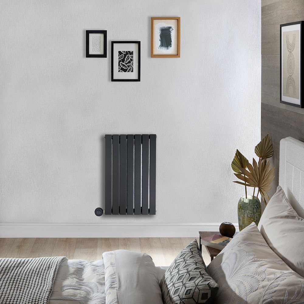 Elektrischer Design-Heizkörper Horizontal (Einlagig) 635mm x 413mm "mit WLAN-Heizelement zur Festverdrahtung" Anthrazit - Slone - ECOSO by Hudson Reed