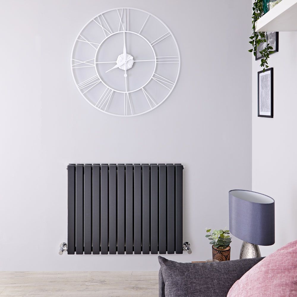 Design Heizkörper Horizontal Anthrazit 635mm x 826mm 1306W (doppellagig) - Sloane