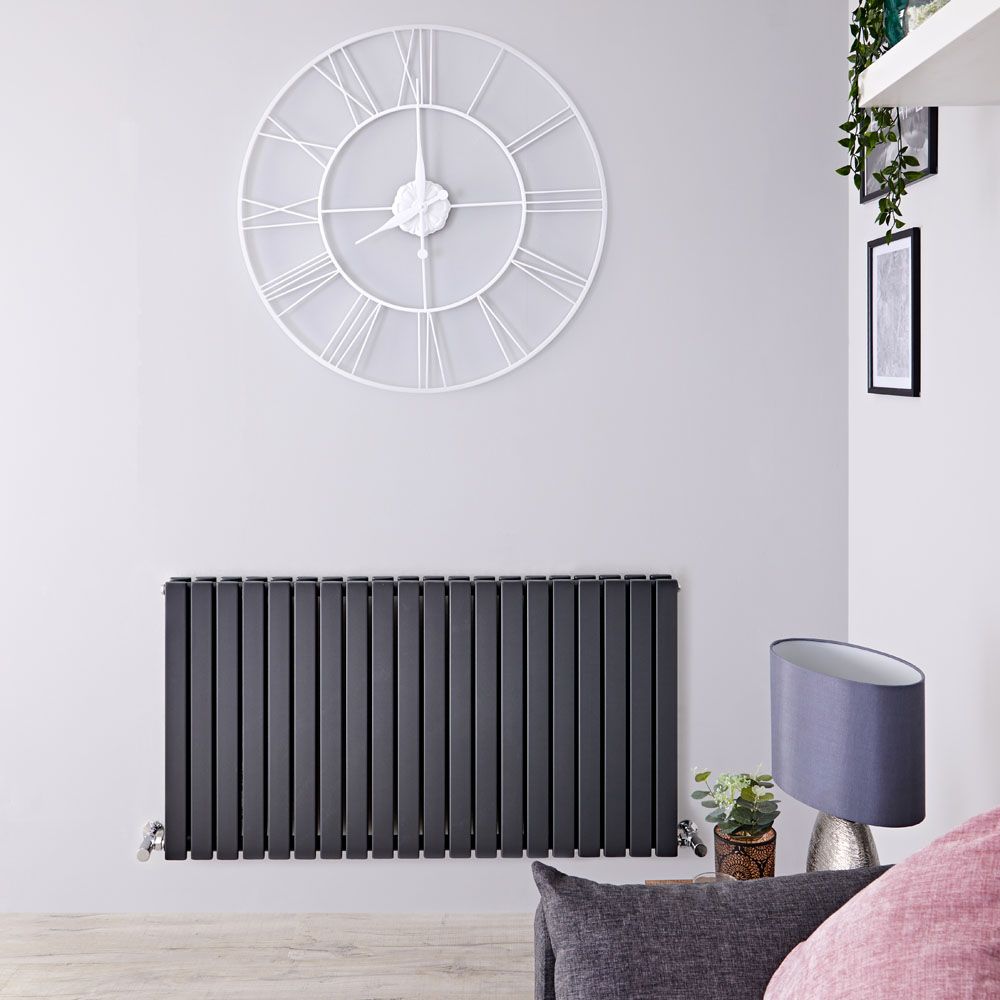 Design Heizkörper Horizontal Anthrazit 635mm x 1180mm 1867W (doppellagig) - Sloane