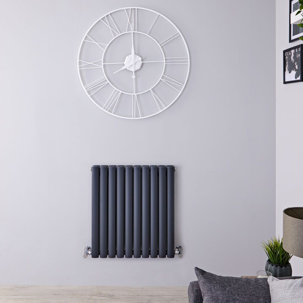 Design Heizkörper Horizontal (Doppellaging) 635mm x 590mm | Anthrazit - Revive