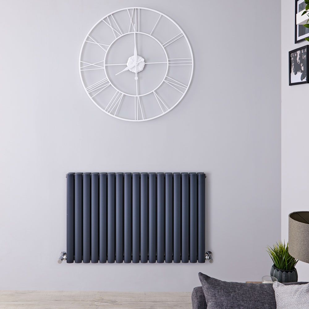 Design Heizkörper Horizontal (Doppellaging) 635mm x 1000mm | Anthrazit - Revive