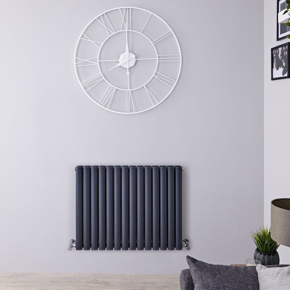 Design Heizkörper Horizontal (Doppellaging) 635mm x 826mm | Anthrazit - Revive