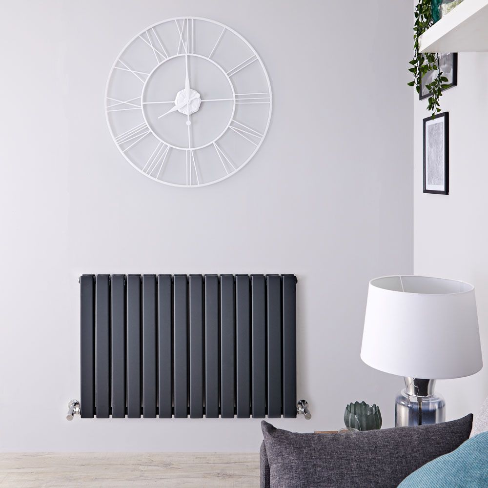 Design Heizkörper Horizontal (Doppellagig) 635mm x 980mm | Anthrazit - Delta