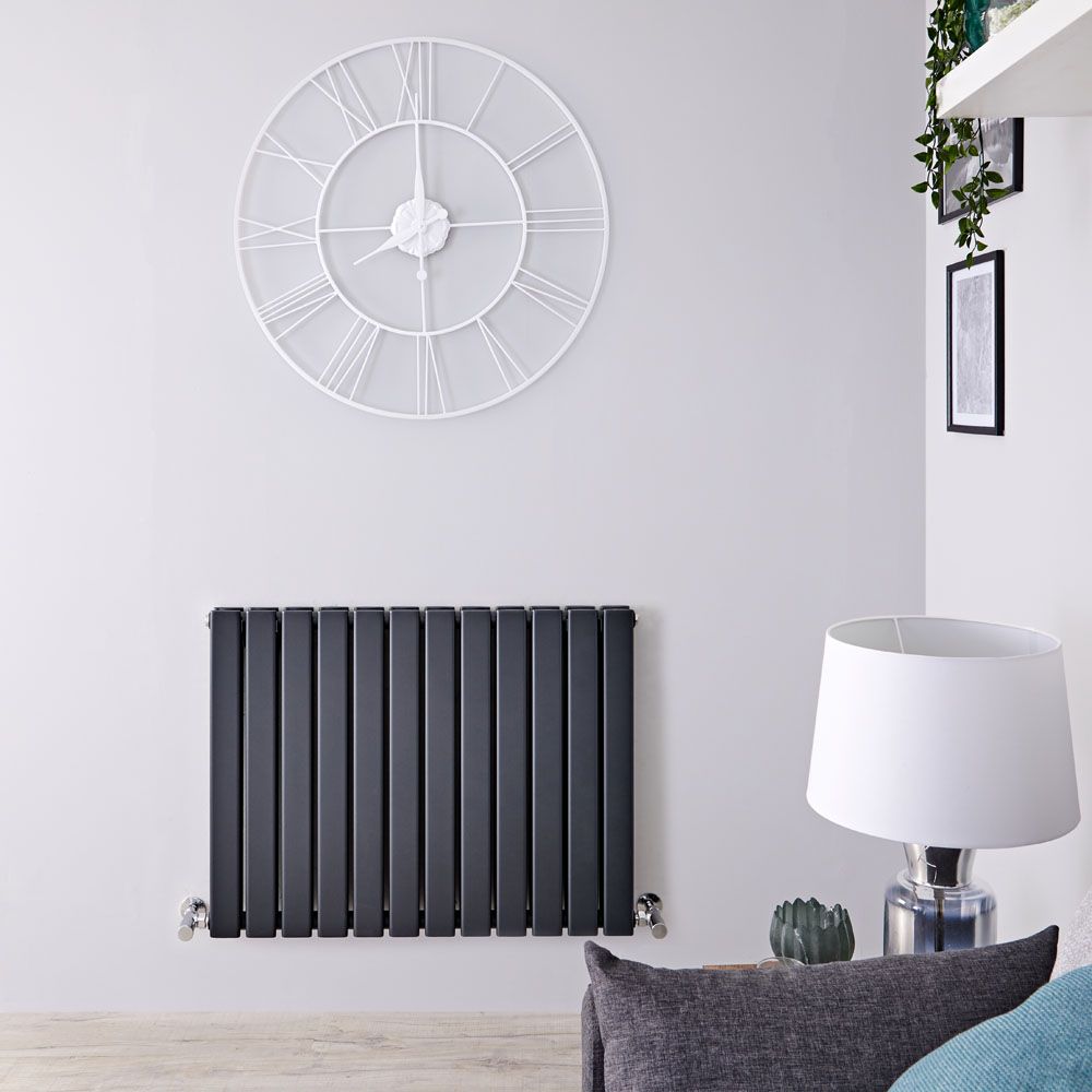 Design Heizkörper Horizontal (Doppellagig) 635mm x 840mm | Anthrazit - Delta